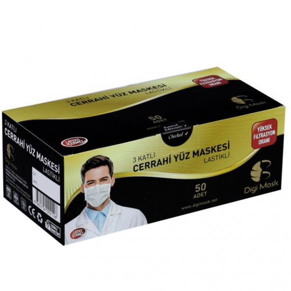 Digimask Lastikli Telli Cerrahi Full Ultrasonik Maske CE Belgeli