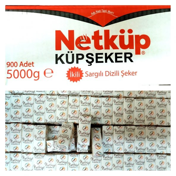 NET KÜP ÇİFT SARGILI KÜP ŞEKER 5 KG. SARGILI, ÇİFTLİ KESME ŞEKER - 1