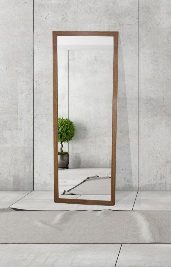 Chic Life Dekoratif Boy Aynası - Kahve Çerçeve