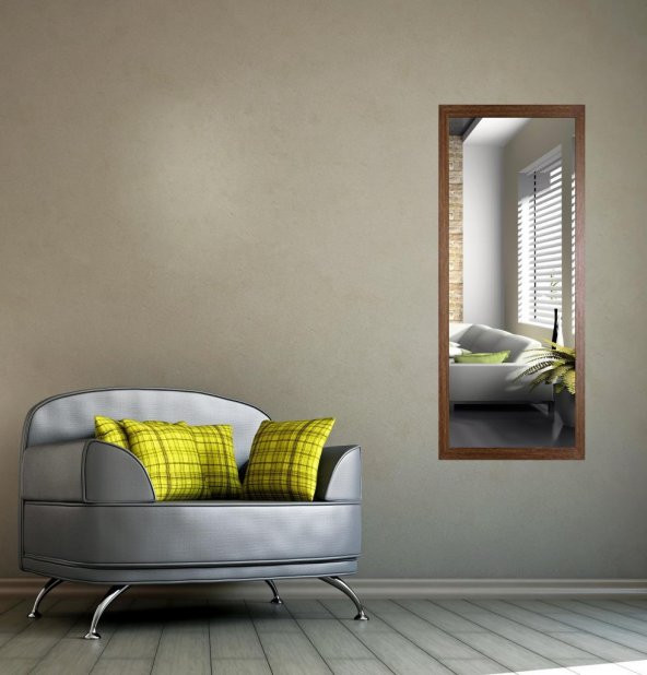 Chic Life Dekoratif Boy Aynası - Kahve Çerçeve - 2