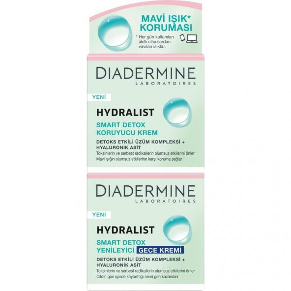 Diadermine Hydralist Smart Detox Koruyucu Gündüz Kremi+Gece Kremi