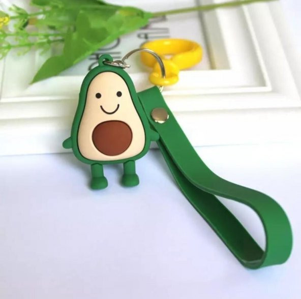 GÜLEN SURAT YEŞİL AVOKADO PLASTİK KANCALI 3 BOYUTLU ANAHTARLIK
