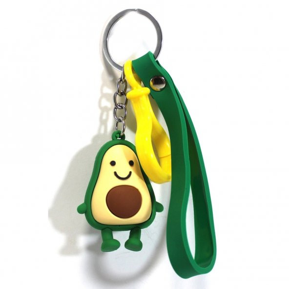 GÜLEN SURAT YEŞİL AVOKADO PLASTİK KANCALI 3 BOYUTLU ANAHTARLIK - 3