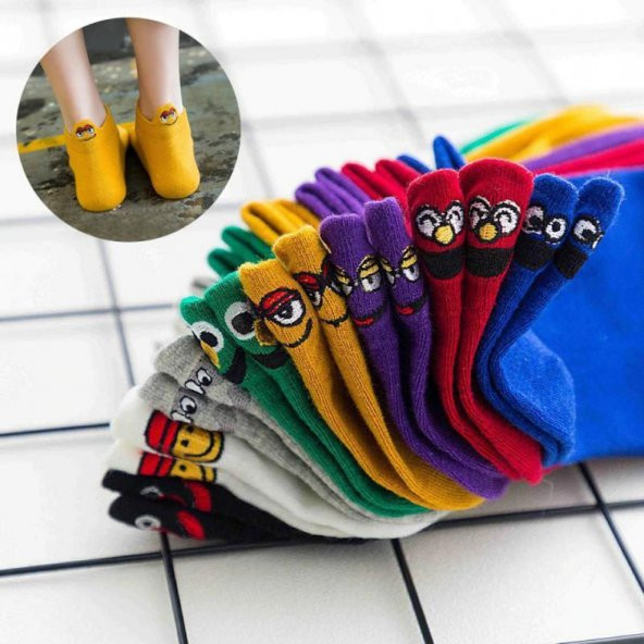 Nuh Home Emoji Çoraplar 8'lı Gökkuşağı Paketi - 4