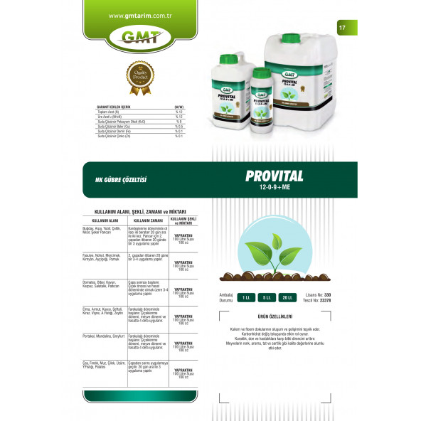 Gmt Provital 12-0-9 + ME 20 Lt - 3