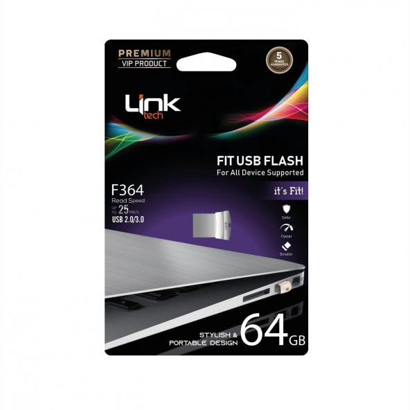 LinkTech 64GB USB Bellek 2.0 F364 Metal Fit Premium 25Mb/s