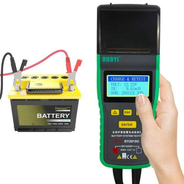DUOYI DY2015C Termal Yazıcılı Otomotiv Akü Sistemi Test Cihazı 24V/12V - 6