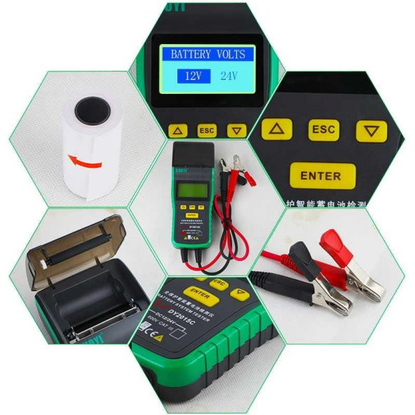 Profesyonel Servisler İçin Termal Yazıcılı Otomotiv Akü Sistemi Test Cihazı 24V/12V - 7