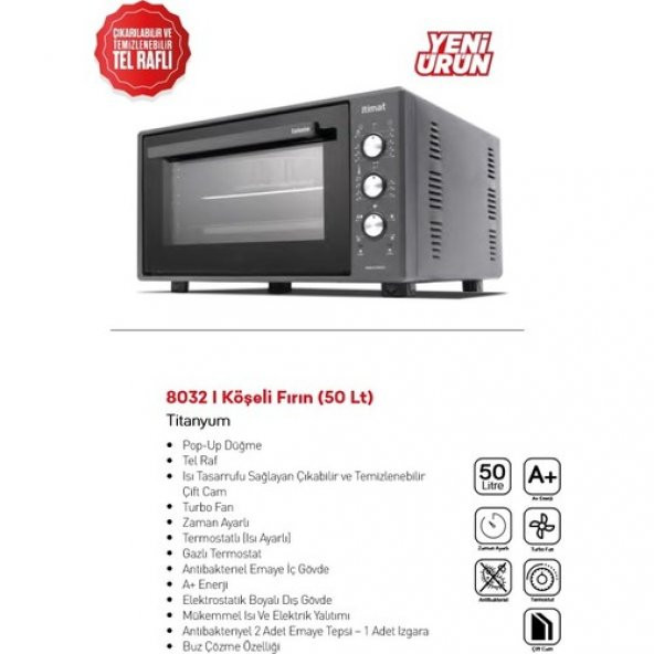 Itimat 8032 50 Lt Timerli Termostat Turbo Fanlı Çift Camlı Fırın - 2