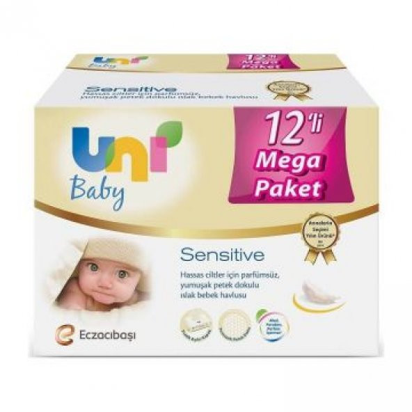 Uni Baby Sensitive Islak Mendil 12li Mega Paket 672 Yaprak