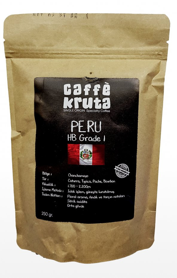 CAFFÈ KRUTA Peru HB Gr.1 Yöresel Nitelikli Kahve (250 Gr.)