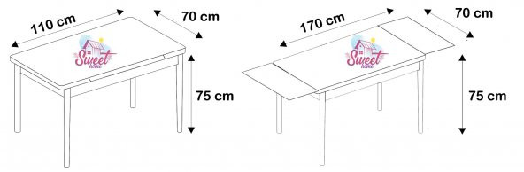 Sweet Home Smart Açılır Cam Masa Lale 4 Adet Monopetli Sandalye Takım - 2
