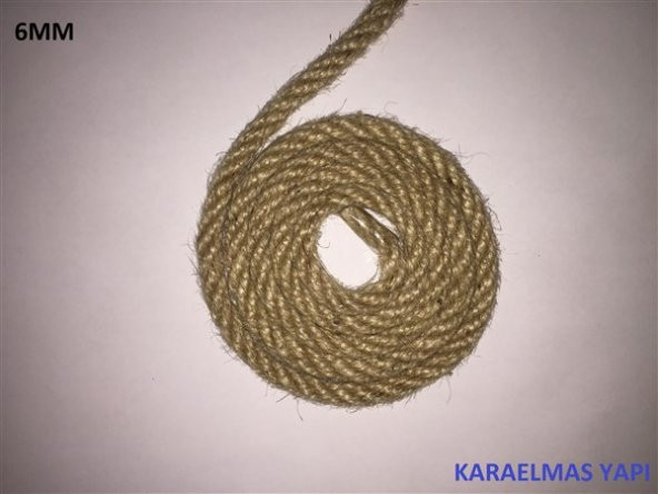 6MM 1.KALİTE Jüt Halat Kendir Urgan Halat İP Dekoratif - 3