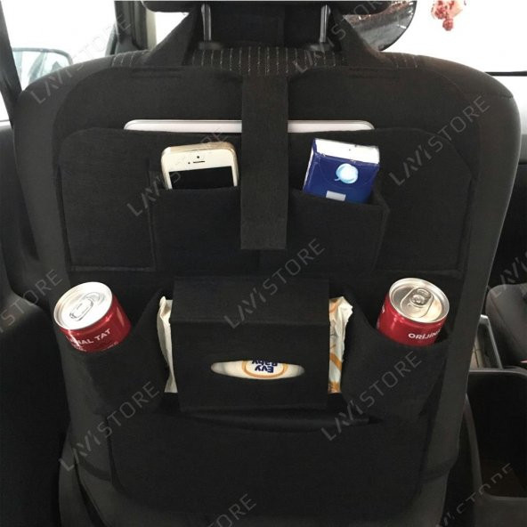 Araç İçi Düzenleyici Set Araba Oto Koltuk Arkası Bagaj Organizer Vites Telefon Tutucu Çanta - 2