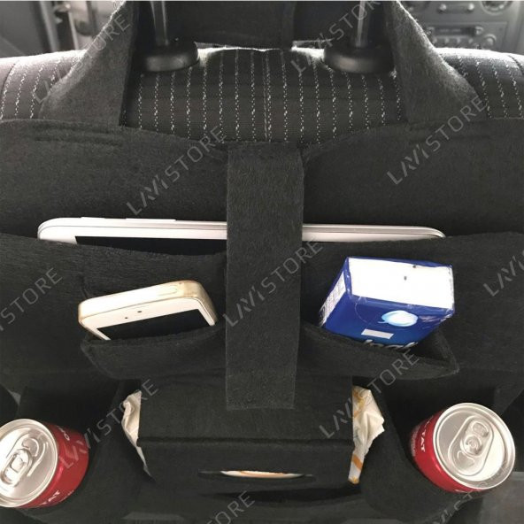 Araç İçi Düzenleyici Set Araba Oto Koltuk Arkası Bagaj Organizer Vites Telefon Tutucu Çanta - 6