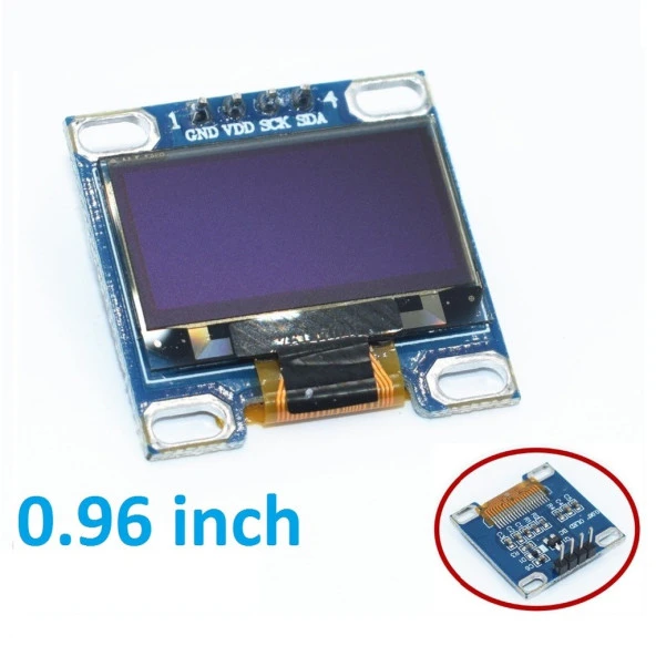 128x64 OLED Ekran LCD 0.96 I2C Arduino Raspberry PI Sarı Mavi - Resim 5