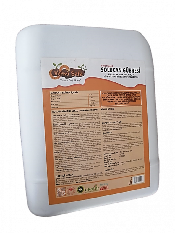 Vermisafa ''100 Organik Konsantre Sıvı Solucan Gübresi 5 Lt - 3