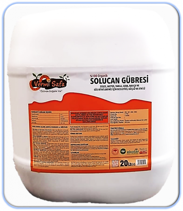 Vermisafa Organik Doğal Konsantre Sıvı Solucan Gübresi 20 L - 7