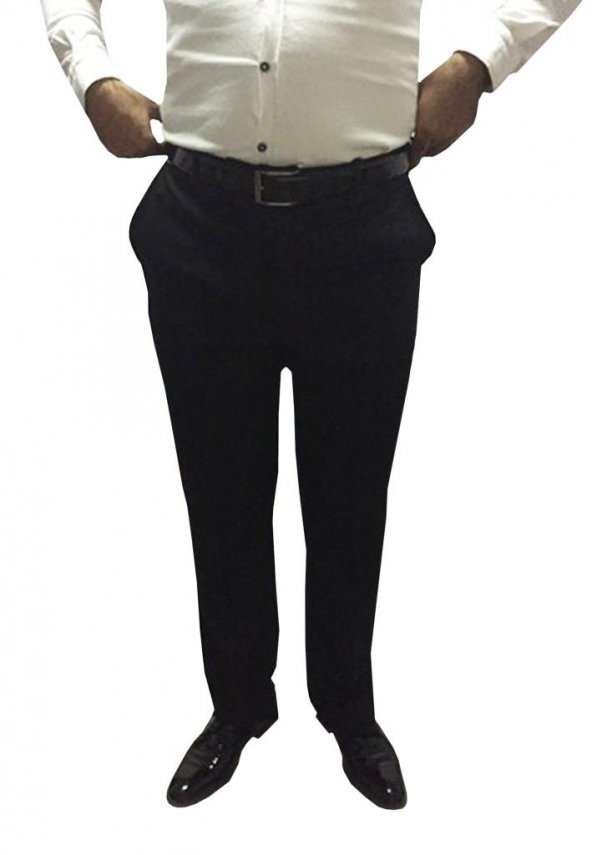 MERDAN TEK PİLE SİYAH ERKEK KUMAŞ PANTOLON - 1753 - 2