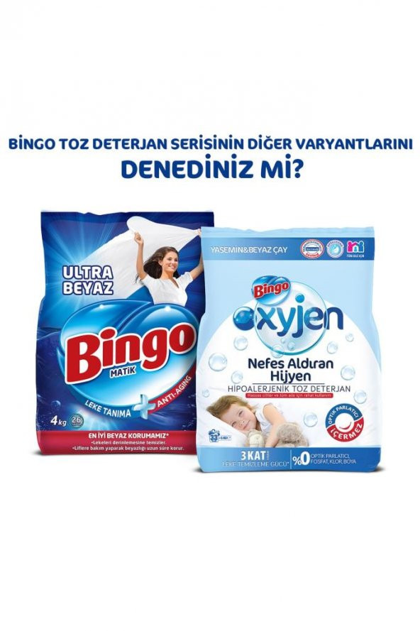 Bingo Oxyjen Doğal İçerikli Toz Çamaşır Deterjanı 4 Kg - 6