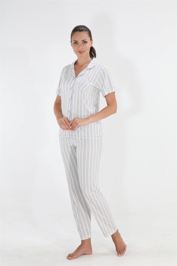 Etoile Bambu Kısa Kol Gömlek Yaka Pijama Takımı / 98116