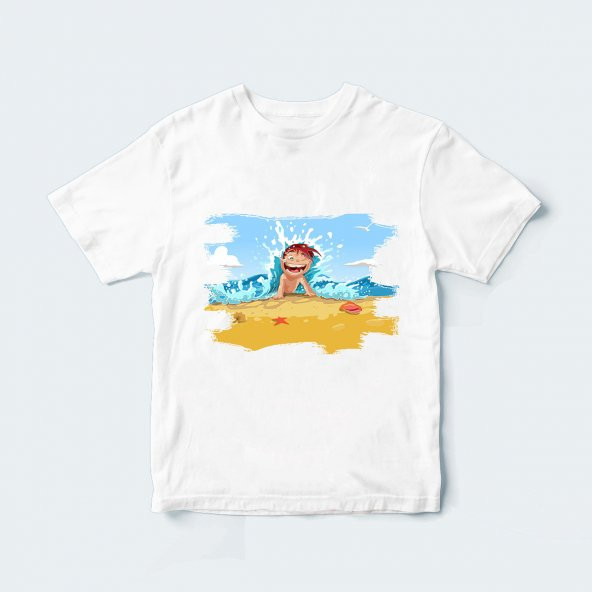 Coutoo Plajda Gülen Çocuk Yaz Çocuk T Shirt