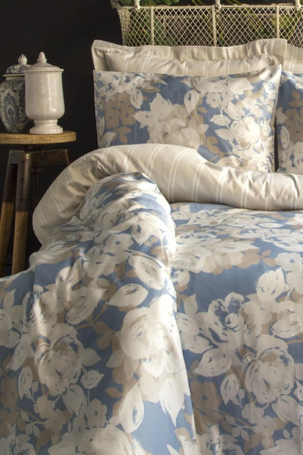 Deco Rose 200 TC (80 TEL) Pamuk Saten Çift Kişilik Nevresim Takımı - 2