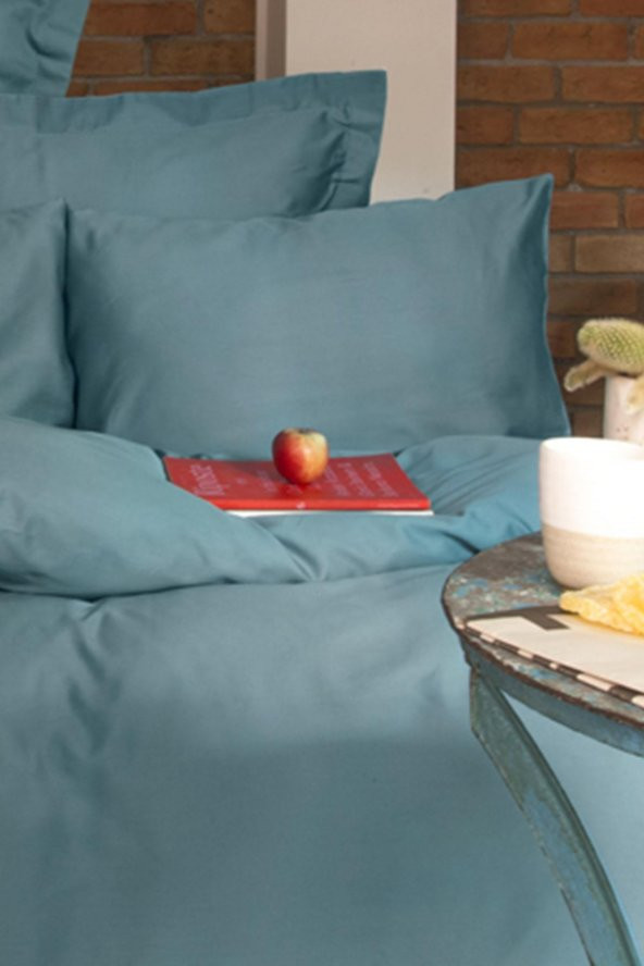 Simply Mavi 200 TC (80 TEL) Pamuk Saten Çift Kişilik Nevresim Takımı - 3