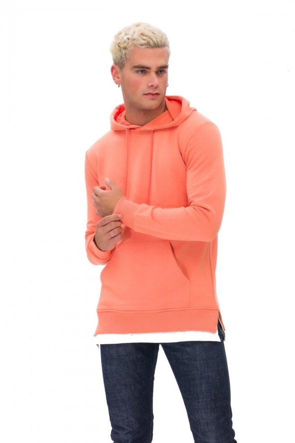 Karinmoda Günlük Erkek Sweatshirt Kapşonlu Pembe - 4