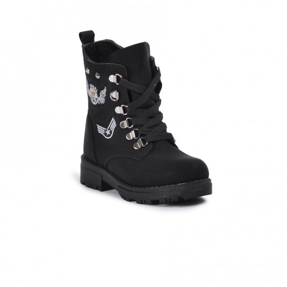 Aspor 630-P Siyah Fermuarlı Kız Çocuk Bot