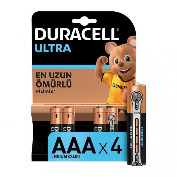 Duracell Ultra Max Alkalin AAA İnce Kalem Pil 4lü Paket