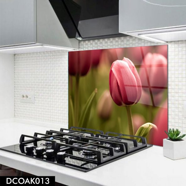 DİSEGNO CAM OCAK ARKASI KORUYUCU 60x52 cm | LALE MODEL - 1