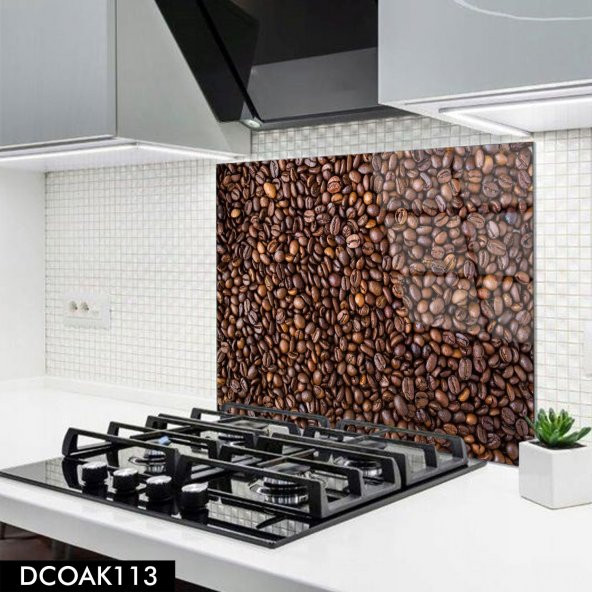 DİSEGNO CAM OCAK ARKASI KORUYUCU 60x52 cm | KAHVE ÇEKİRDEĞİ DESENLİ - 1