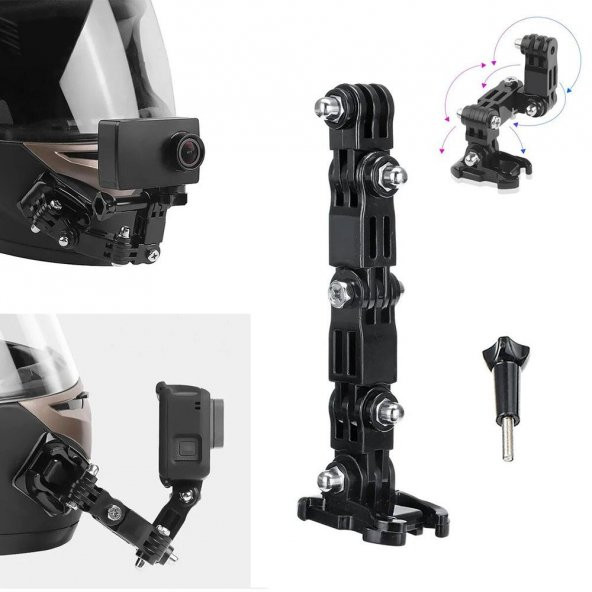 Aksiyon Kamera Ayarlanabilir Kask Bağlantı Aparatı Uzun Model - 3