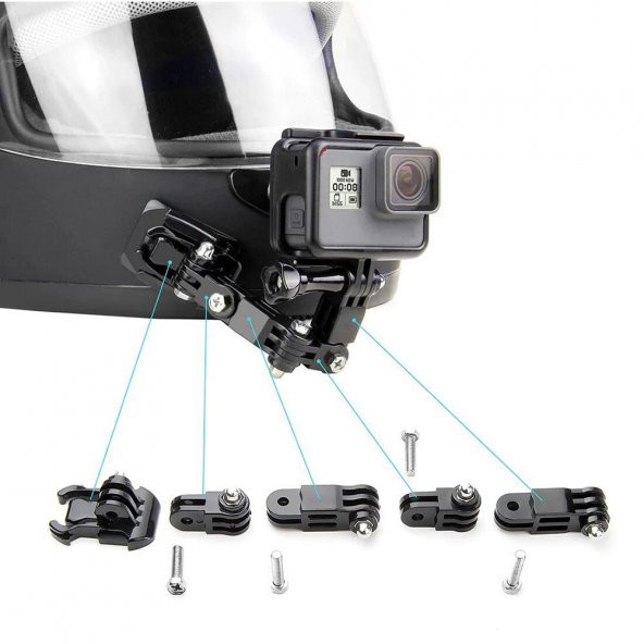 Aksiyon Kamera Ayarlanabilir Kask Bağlantı Aparatı Uzun Model - 4