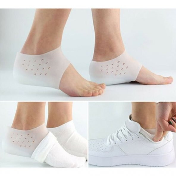 Silikon Çorap Taban Gizli Topuk Yükseltici Boy Uzatma Kadın Erkek