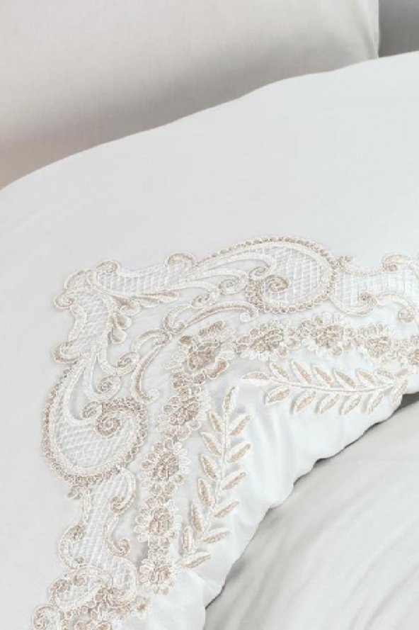 Çeyiz Diyarı Tiara Nevresim Takımı Krem - Resim 4