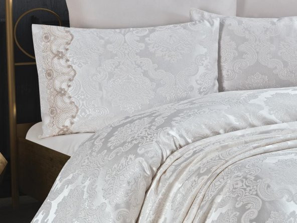 Çeyiz Diyarı Crown Yatak Örtüsü Krem - 3