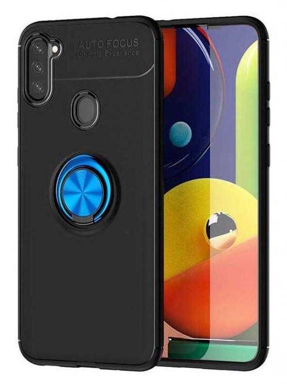 Galaxy A11-M11 Yüzüklü Standlı Manyetikli Kamera Çıkıntılı Kılıf