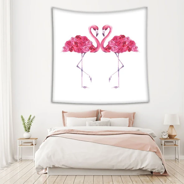 Baskılı Duvar Örtüsü Sulu Boya Etkili Pelikan Gül Deseni - Resim 2