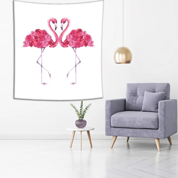 Baskılı Duvar Örtüsü Sulu Boya Etkili Pelikan Gül Deseni - Resim 4