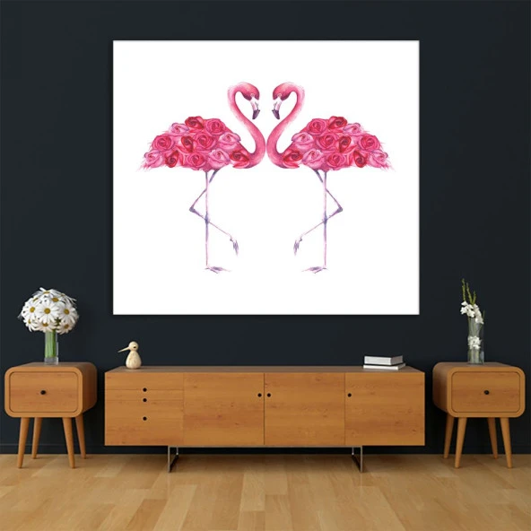 Baskılı Duvar Örtüsü Sulu Boya Etkili Pelikan Gül Deseni - Resim 5