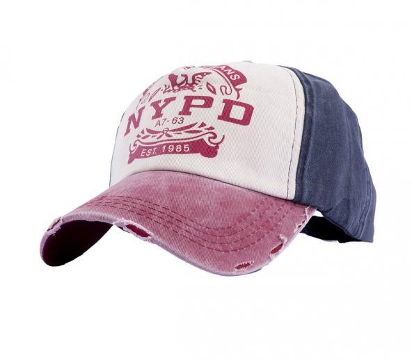 Perlotus NYPD Logolu New York Eskitme Spor Kep Şapka Bordo Lacivert