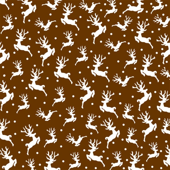 Baskılı Duvar Örtüsü Yeniyıl Noel Kar Beyaz Rengeyiği Temalı Hardal Renk - 6