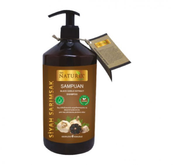 Naturix 600ML Doğal Siyah Sarımsaklı Saç Şampuanı Saç Dökülmesine Karşı Etkili Şampuan