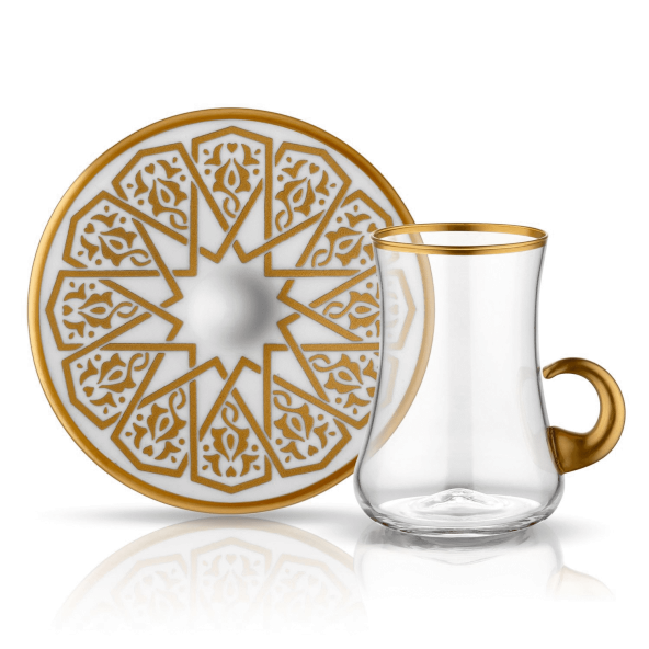 Dervish Selçuklu Altın 6lı Kulplu Çay Seti