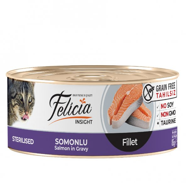 Felicia Tahılsız 85 gr Sterilised-Somonlu Fileto Yaş Kedi Maması Skt:12/2024