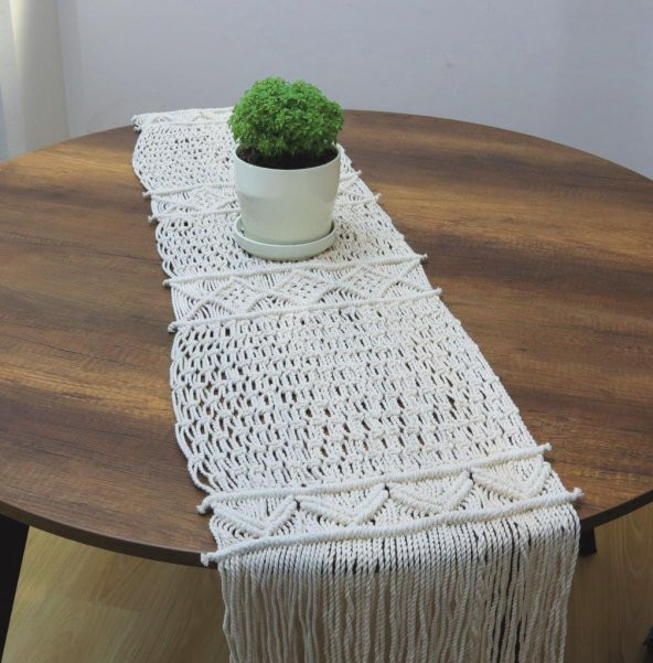 Makrome Runner Kiti (Şeker Beyaz)