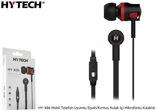 Hytech HY-X06 Mobil Telefon Uyumlu Siyah/Kırmızı  Kulakiçi Mikrofonlu Kulaklık
