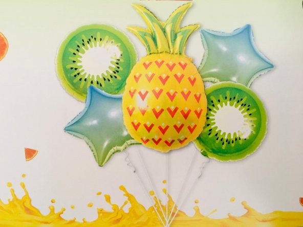 FOLYO BALON BUKET SETİ ANANAS VE KİVİ 5Lİ D.Ü 65